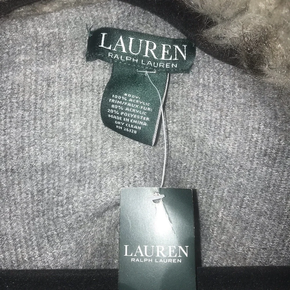 Ralph Lauren LRL Poncho Women's Brown‎ Faux Fur Cape One Size Shawl Fringe $118
